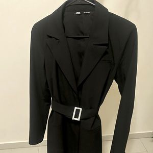 Zara black coat/dress with diamond covered waist belt